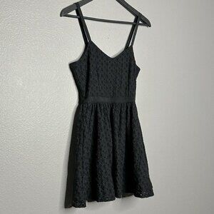XXI Sleeveless Black Dress With Cut Out Circles and‎ Embroidery Size Small